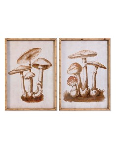 Cadre DKD Home Decor Verre 50 x 70 x 2,8 cm 50 x 2,8 x 70 cm Champignons (2 Unités)