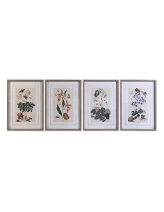 Cadre DKD Home Decor Sapin Verre 50 x 65 x 2,5 cm 50 x 2,5 x 65 cm 50 x 2,5 x 70 cm Fleurs (4 Pièces)