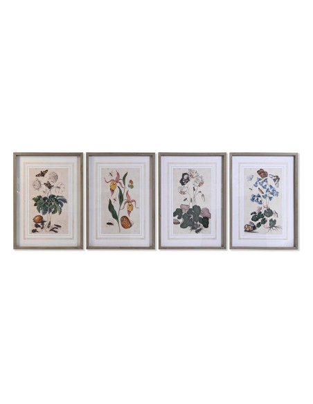 Cadre DKD Home Decor Sapin Verre 50 x 65 x 2,5 cm 50 x 2,5 x 65 cm 50 x 2,5 x 70 cm Fleurs (4 Pièces)
