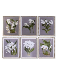 Cadre DKD Home Decor Sapin Verre 50 x 60 x 2,8 cm 50 x 2,8 x 60 cm Fleurs (6 Pièces)