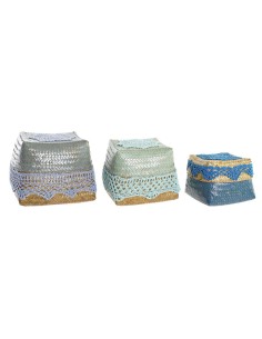 Set de basket DKD Home Decor Coton Bambou (22 x 27 x 27 cm)