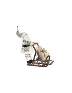 Figurine Décorative DKD Home Decor Père Noël Noël Gris Champagne Bois 42 x 22 x 48 cm