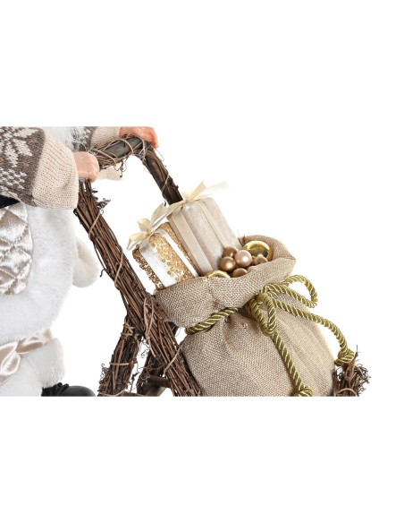 Figurine Décorative DKD Home Decor Père Noël Noël Gris Champagne Bois 42 x 22 x 48 cm