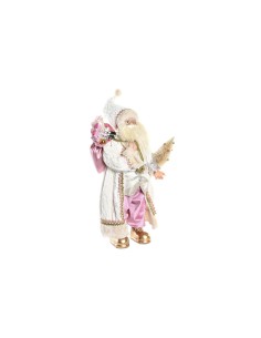 Figurine Décorative DKD Home Decor Père Noël Noël Gris Rose PVC Bois 32 x 20 x 60 cm