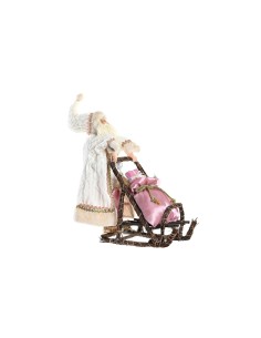 Figurine Décorative DKD Home Decor Père Noël Noël Gris Rose Bois 42 x 22 x 50 cm