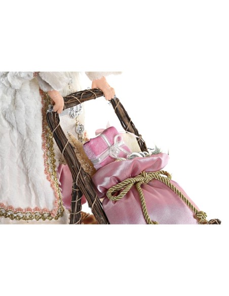 Figurine Décorative DKD Home Decor Père Noël Noël Gris Rose Bois 42 x 22 x 50 cm
