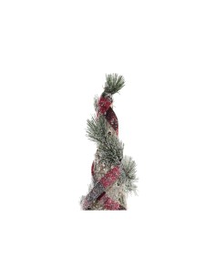 Décoration DKD Home Decor Cônes Noël LED Rouge Vert Naturel Enneigé 20 x 20 x 80 cm (3 Pièces) 2