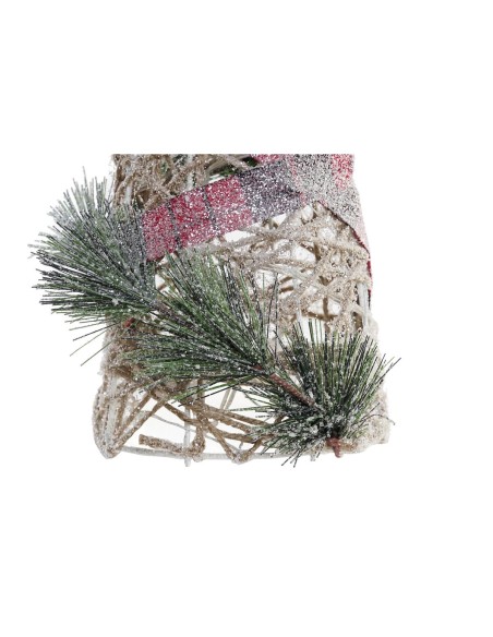 Décoration DKD Home Decor Cônes Noël LED Rouge Vert Naturel Enneigé 20 x 20 x 80 cm (3 Pièces)