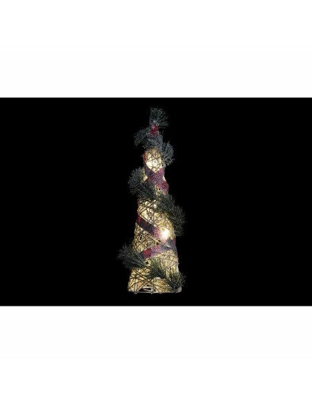 Décoration DKD Home Decor Cônes Noël LED Rouge Vert Naturel Enneigé 20 x 20 x 80 cm (3 Pièces)