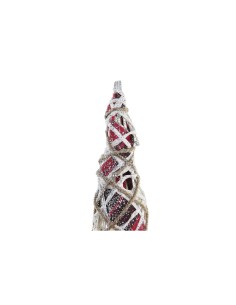 Décoration DKD Home Decor Cônes Noël LED Blanc Noir Rouge Naturel Enneigé 20 x 20 x 80 cm (3 Pièces) 2