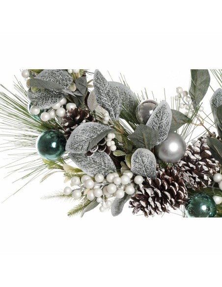 Couronne de Noël DKD Home Decor Bleu Blanc Marron PVC 60 x 60 x 12 cm