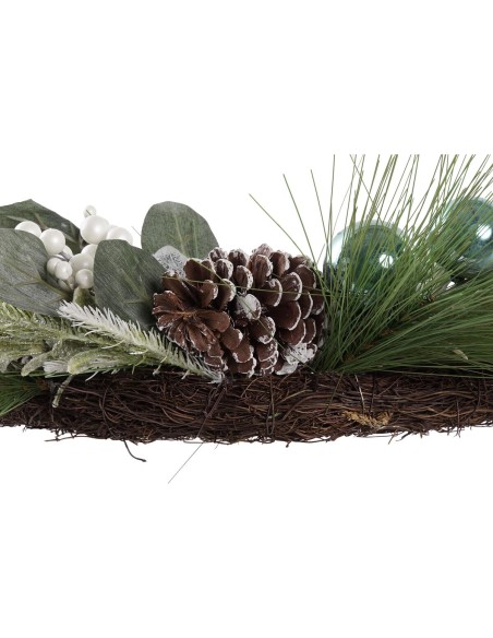 Couronne de Noël DKD Home Decor Bleu Blanc Marron PVC 60 x 60 x 12 cm