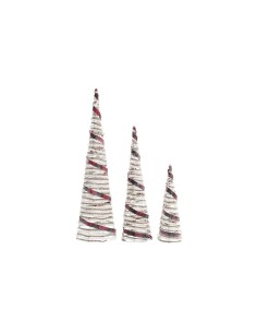 Décoration DKD Home Decor Cônes Noël LED Blanc Noir Rouge Naturel Argenté 20 x 20 x 80 cm (3 Pièces)