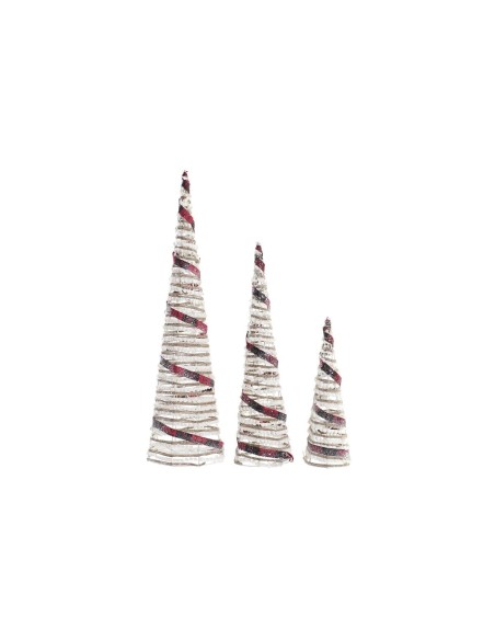 Décoration DKD Home Decor Cônes Noël LED Blanc Noir Rouge Naturel Argenté 20 x 20 x 80 cm (3 Pièces)