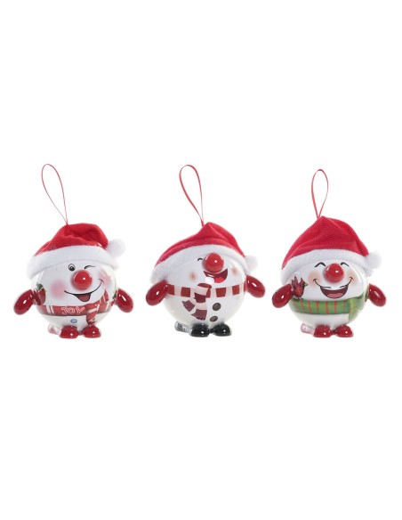 Boule de Noël DKD Home Decor Rouge Blanc PVC Bonhomme de Neige (3 Unités)