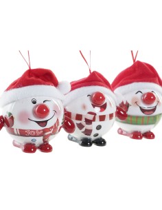 Boule de Noël DKD Home Decor Rouge Blanc PVC Bonhomme de Neige (3 Unités) 2