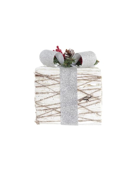 Set de boîtes décoratives DKD Home Decor LED Blanc Argenté 25 x 25 x 28 cm (3 Pièces)