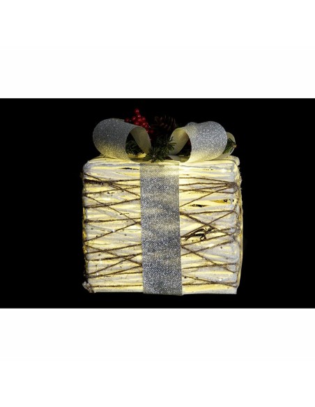 Set de boîtes décoratives DKD Home Decor LED Blanc Argenté 25 x 25 x 28 cm (3 Pièces)