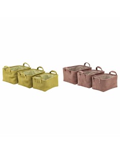 Set de basket DKD Home Decor 38 x 29 x 20 cm Polyester (2 Unités)