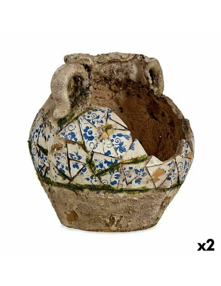Figure décorative de jardin Ibergarden ZD19022 Polyrésine Vase 28,5 x 28 x 28,5 cm (2 Unités)
