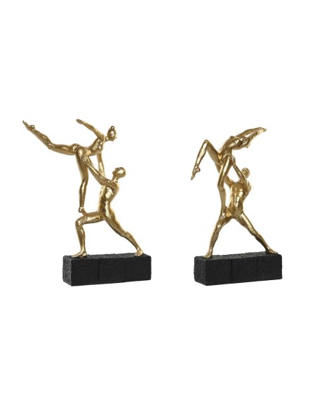 Figurine Décorative DKD Home Decor 21 x 5,5 x 25,5 cm Noir Doré Gymnaste (2 Unités)