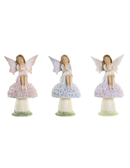 Figurine Décorative DKD Home Decor Bleu Rose Lila Fée 9,5 x 8 x 17 cm (3 Pièces)