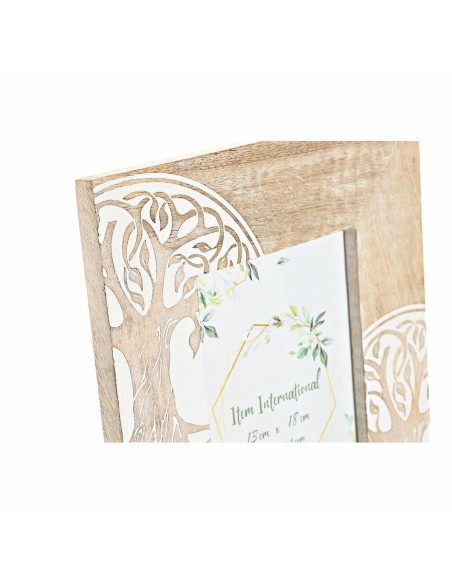 Cadre photo DKD Home Decor Blanc Marron Bois Verre Bois de manguier Arbre Indien 23 x 2 x 28 cm