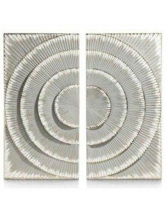 Décoration murale DKD Home Decor 2 Pièces Argenté Gris Moderne Cercles Bois MDF (90 x 2 x 90 cm)