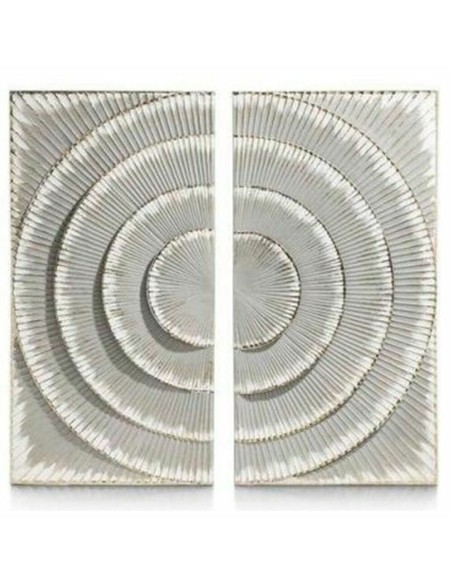 Décoration murale DKD Home Decor 2 Pièces Argenté Gris Moderne Cercles Bois MDF (90 x 2 x 90 cm)