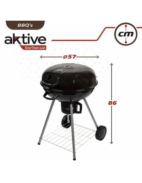 Roues de barbecue au charbon de bois Aktive Textilene 57 x 86 cm Noir