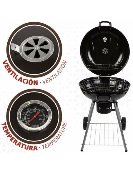 Roues de barbecue au charbon de bois Aktive Textilene 57 x 86 cm Noir