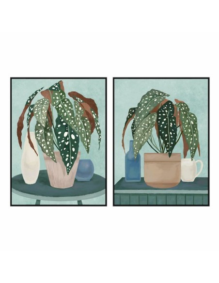 Cadre DKD Home Decor 90 x 4 x 120 cm Plante Urbaine (2 Unités)