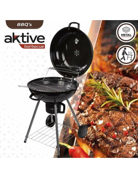 Roues de barbecue au charbon de bois Aktive Textilene 57 x 86 cm Noir