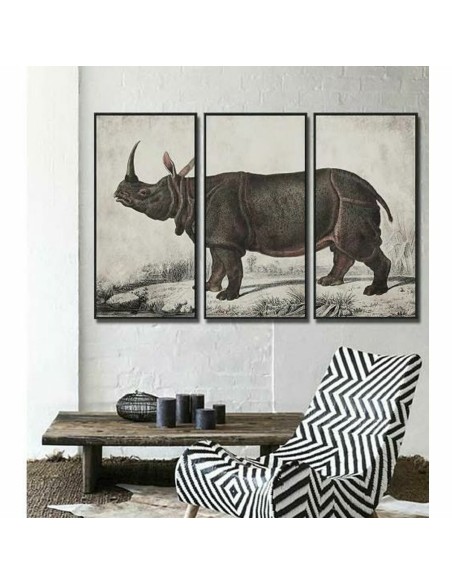 Cadre DKD Home Decor Colonial Rhinocéros (180 x 4 x 120 cm)