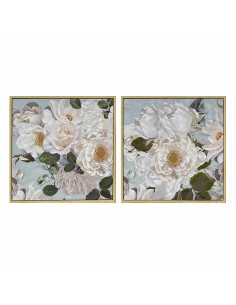 Cadre DKD Home Decor 80 x 4 x 80 cm Fleurs Shabby Chic (2 Unités)