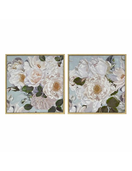 Cadre DKD Home Decor 80 x 4 x 80 cm Fleurs Shabby Chic (2 Unités)