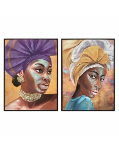 Toile DKD Home Decor 60 x 3,5 x 80 cm Colonial Africaine (2 Unités)
