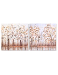 Toile DKD Home Decor Arbres Traditionnel 90 x 2 x 90 cm (2 Unités)