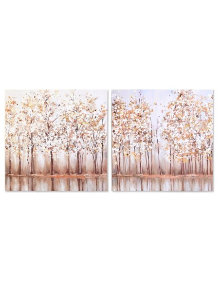 Toile DKD Home Decor Arbres Traditionnel 90 x 2 x 90 cm (2 Unités)