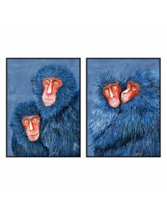 Toile DKD Home Decor Moderne Singes 90 x 4 x 120 cm (2 Unités)