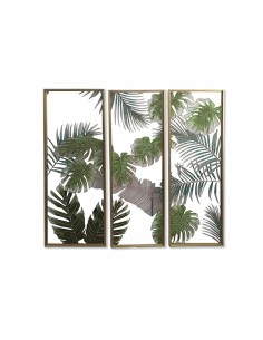 Toile DKD Home Decor 3 Pièces Tropical Feuille d'une plante (122 x 3 x 122 cm)