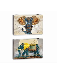 Boîte Décorative DKD Home Decor Multicouleur Turquoise Bois MDF Eléphant Indien Compteur (2 Unités)