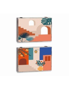 Boîte Décorative DKD Home Decor Multicouleur Bois MDF Moderne Compteur (2 Unités)