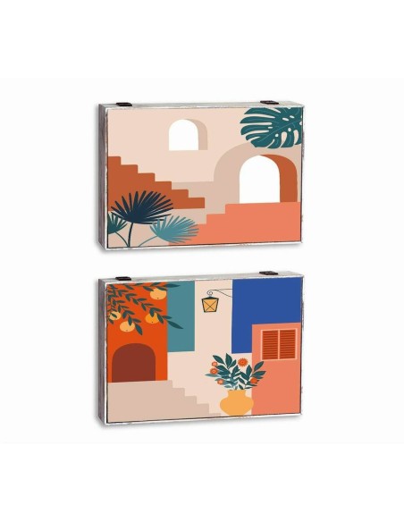 Boîte Décorative DKD Home Decor Multicouleur Bois MDF Moderne Compteur (2 Unités)