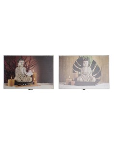 Boîte Décorative DKD Home Decor Multicouleur Bois MDF Buda Compteur (2 Unités)