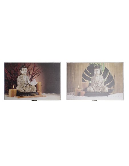 Boîte Décorative DKD Home Decor Multicouleur Bois MDF Buda Compteur (2 Unités)