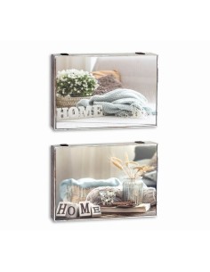 Boîte Décorative DKD Home Decor Home Beige Bois MDF Compteur (2 Unités)