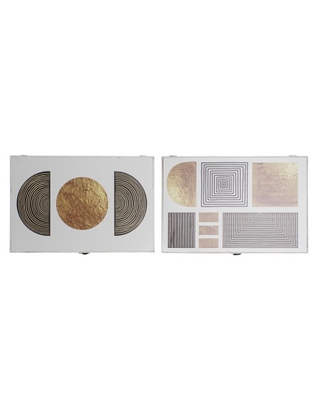 Boîte Décorative DKD Home Decor Noir Doré Bois MDF (2 Unités)
