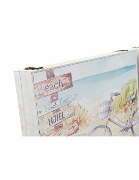 Boîte Décorative DKD Home Decor Multicouleur Bois MDF Plage méditerranéen Compteur (2 Unités)
