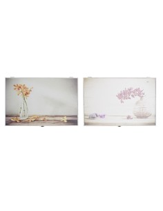 Boîte Décorative DKD Home Decor Jaune Beige Rose Bois MDF Fleurs Vase Compteur (2 Unités)